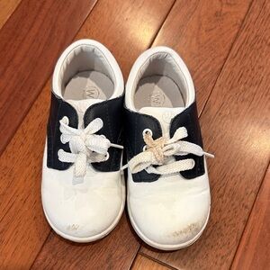 Toddler White and Navy Lace-Up Sneakers